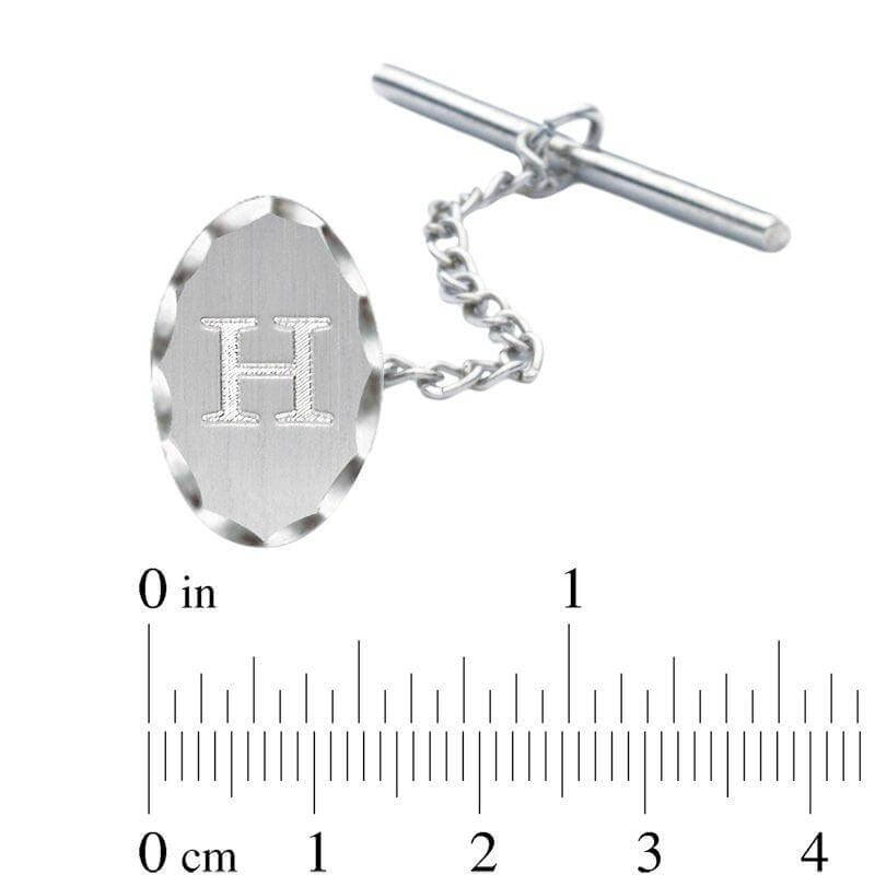Men's Engravable Diamond-Cut Oval Tie Tack in Sterling Silver (1 Initial) of Trendolla - Trendolla Jewelry