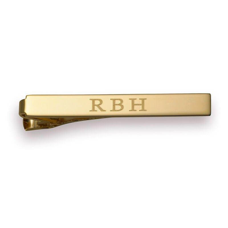 Men's Engravable Tie Bar in Brass with 18K Gold Plate (1 Line) of Trendolla - Trendolla Jewelry