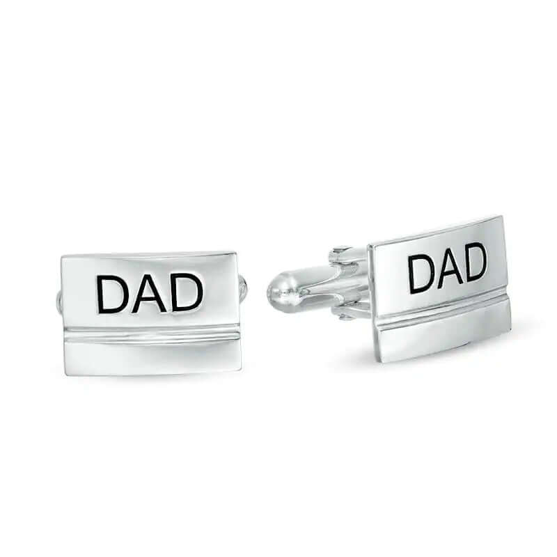 Men's Grooved Engravable Rectangle Cuff Links in Sterling Silver (1 Line) of Trendolla - Trendolla Jewelry