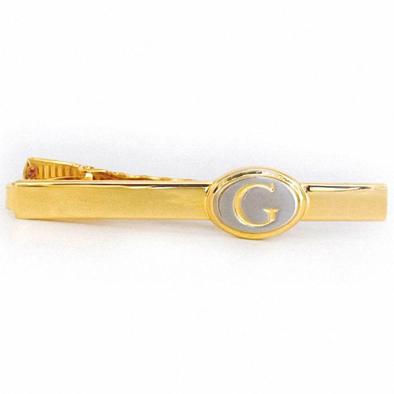 Men's Initial Tie Bar in Brass with 22K Gold Plate (1 Initial) of Trendolla - Trendolla Jewelry