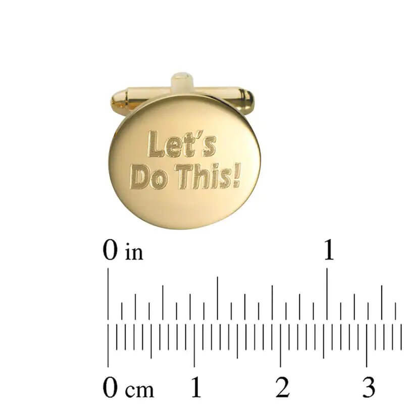 Men's "Let's Do This!" Engravable Circle Cuff Links in Sterling Silver (1 Date) of Trendolla - Trendolla Jewelry