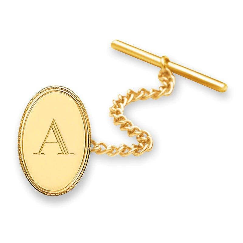 Men's Oval Tie Tac in 14K Gold (1-3 Initials) of Trendolla - Trendolla Jewelry