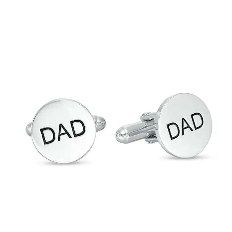 Men's Round Engravable Cuff Links in Sterling Silver (1 Line) of Trendolla - Trendolla Jewelry