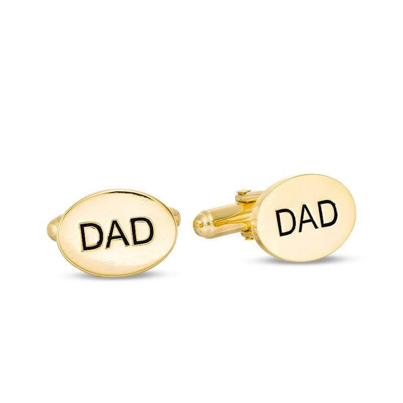 Men's Round Engravable Cuff Links in Sterling Silver with 14K Gold Plate (1 Line) of Trendolla - Trendolla Jewelry