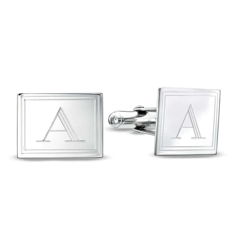 Men's Sterling Silver Engravable Cuff Links (1 Initial) of Trendolla - Trendolla Jewelry