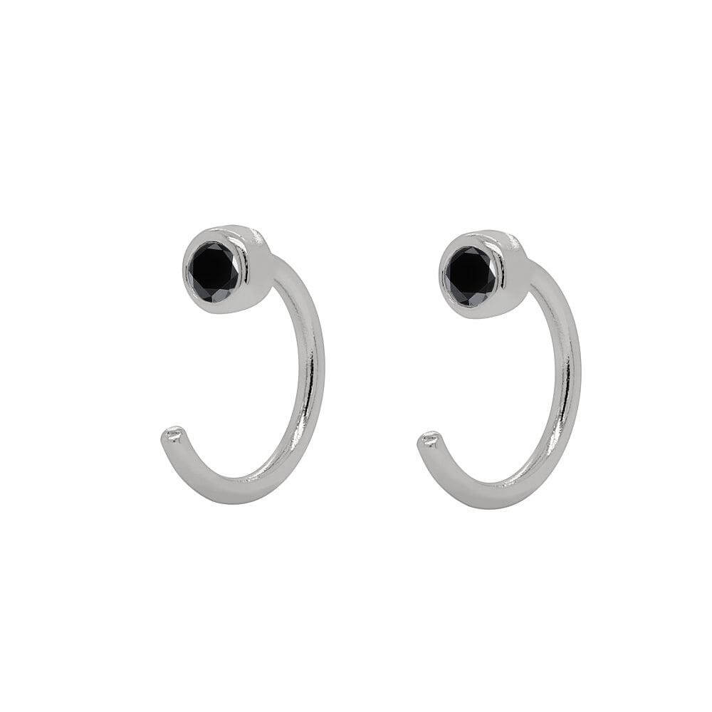 Mini Black Bezel Huggies Earrings - Trendolla Jewelry