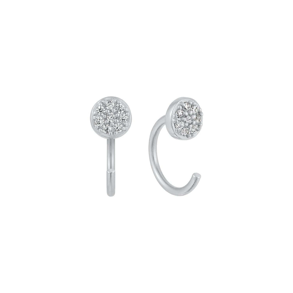 Mini Pave Disc Huggie Earrings - Trendolla Jewelry