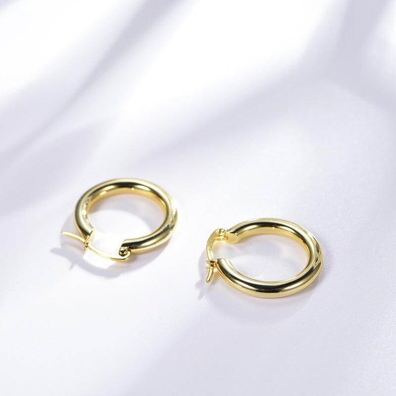 Minimalist Hoop Hoop Earrings In Yellow Gold Over Sterling Silver - Trendolla Jewelry