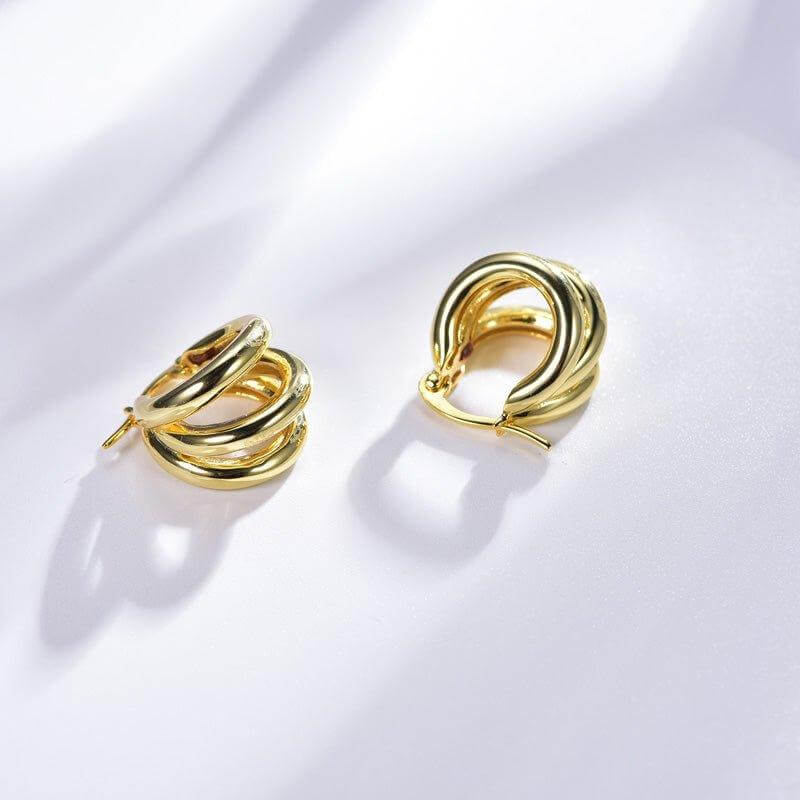 Minimalist Hoop Hoop Earrings In Yellow Gold Over Sterling Silver - Trendolla Jewelry
