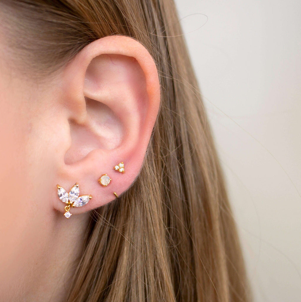 Moonstone Huggie Hoop Earrings - Trendolla Jewelry