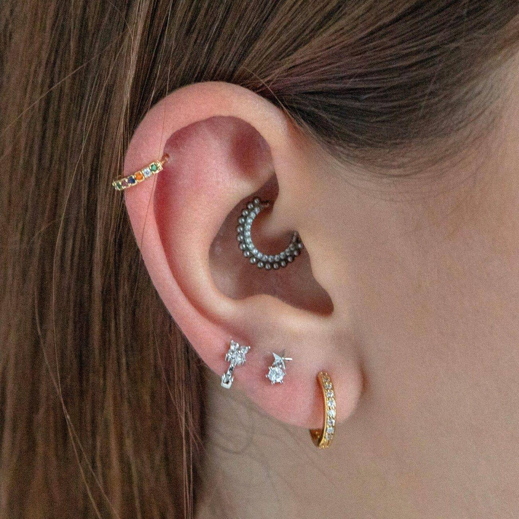 Morning Star Piercing Barbell Earrings Ball Back Earrings Nap Earrings - Trendolla Jewelry