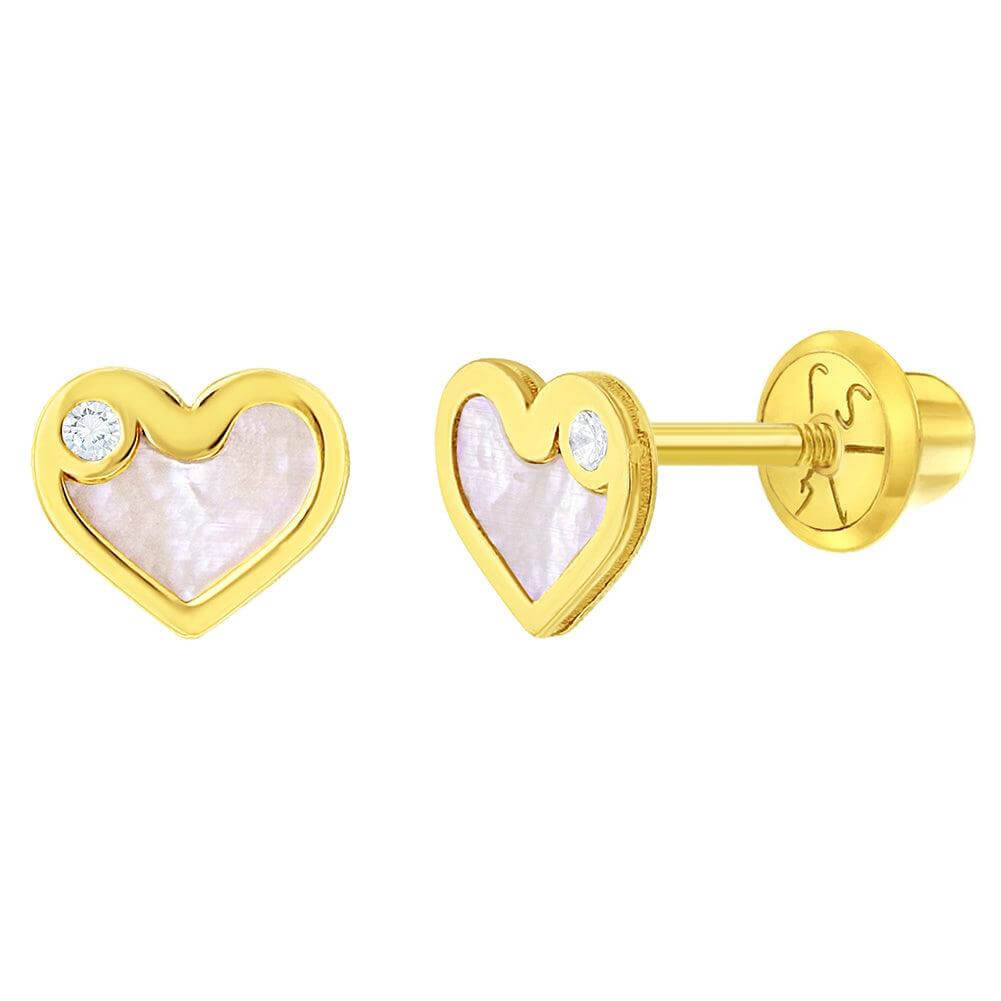 Girls' Radiant Setting Cz Screw Back 14k Gold Earrings - In Season Jewelry  : Target