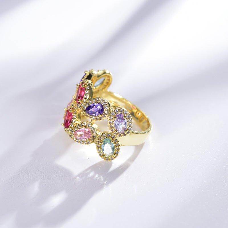 Multicolor Tear Drop Gemstones Rings Women Band Eternity Ring - Trendolla Jewelry