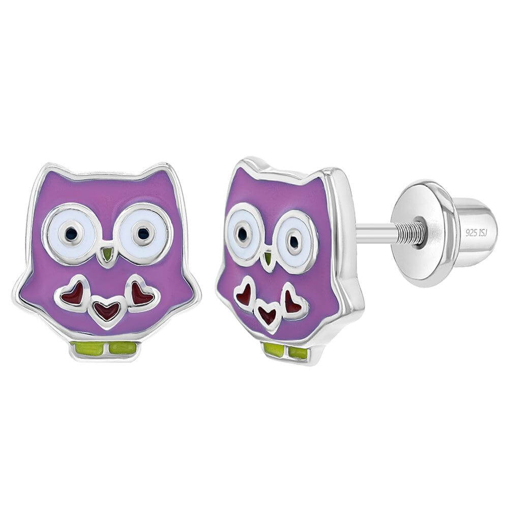 My Owl Friend Sterling Silver Baby Children Screw Back Earrings - Trendolla Jewelry
