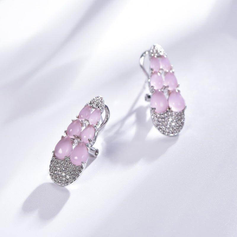Nature Inspired Pink Sapphire Drop Earrings In Sterling Silver - Trendolla Jewelry