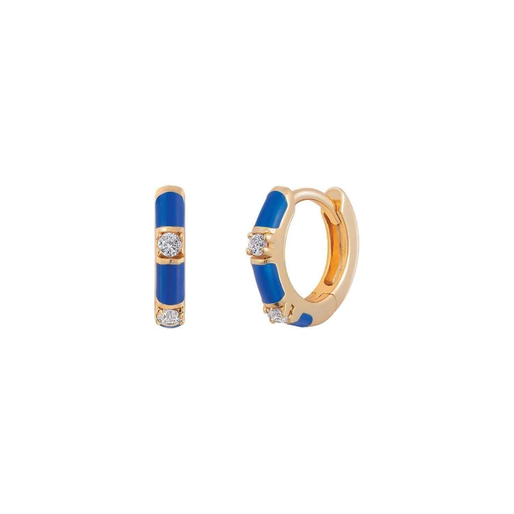 Nautical Blue CZ Huggie Hoop - Trendolla Jewelry