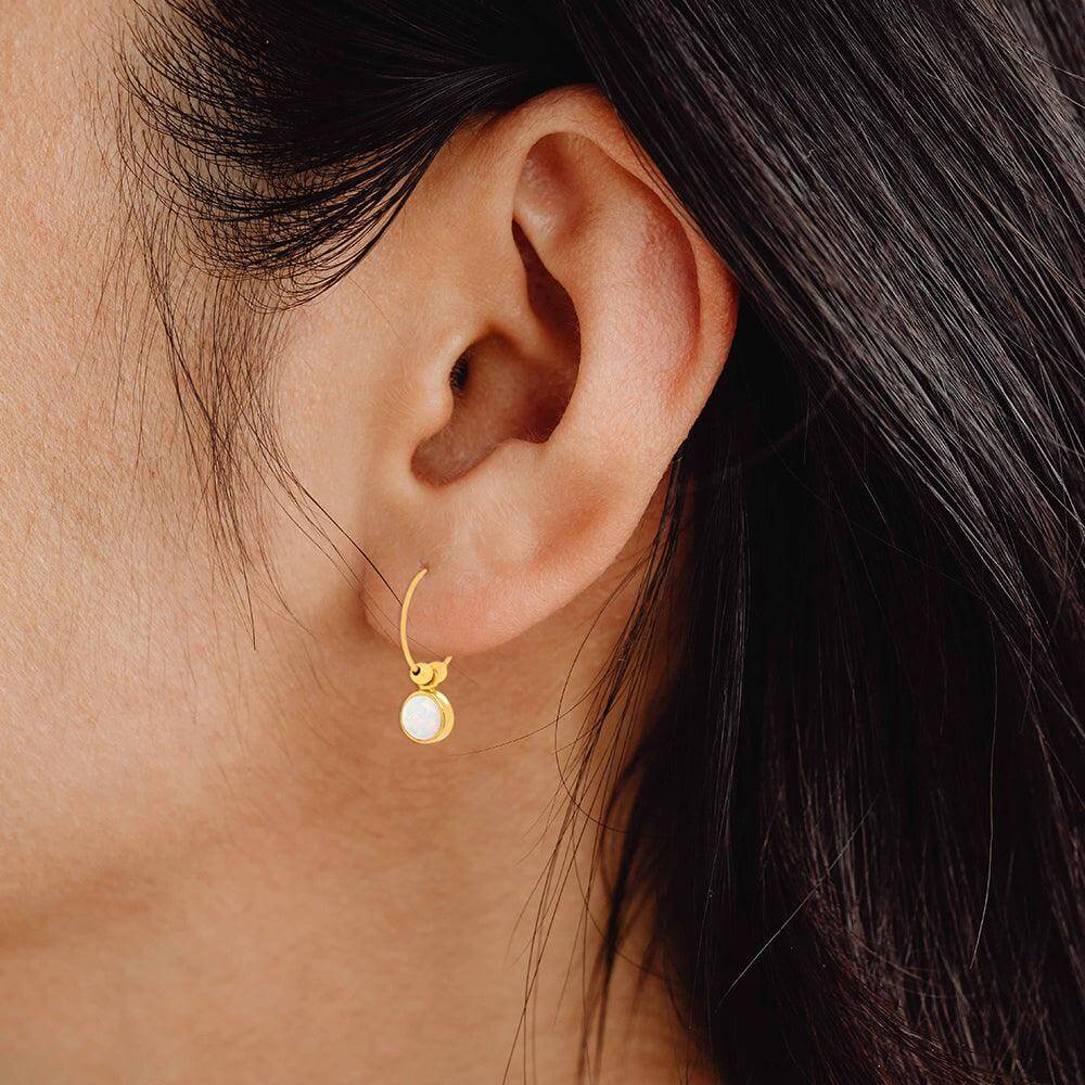 Opal Hoop Earrings - Trendolla Jewelry