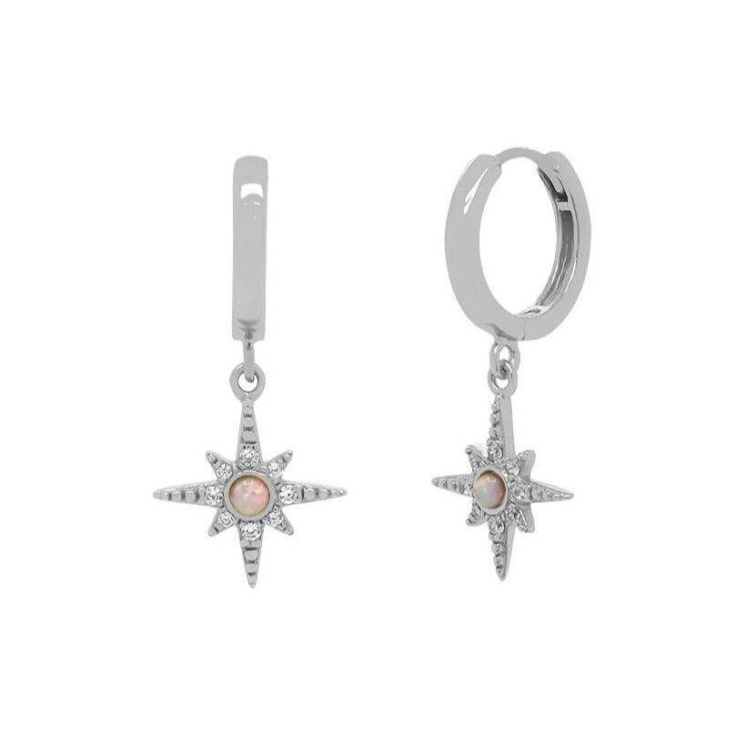 Opal Starburst Huggies Earrings - Trendolla Jewelry