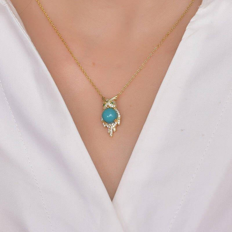 Owl Turquoise Pendant Necklace - Trendolla Jewelry