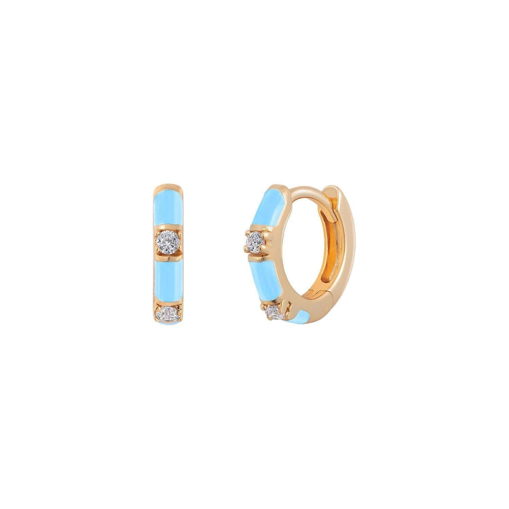 Paradise Blue CZ Huggie Hoop - Trendolla Jewelry