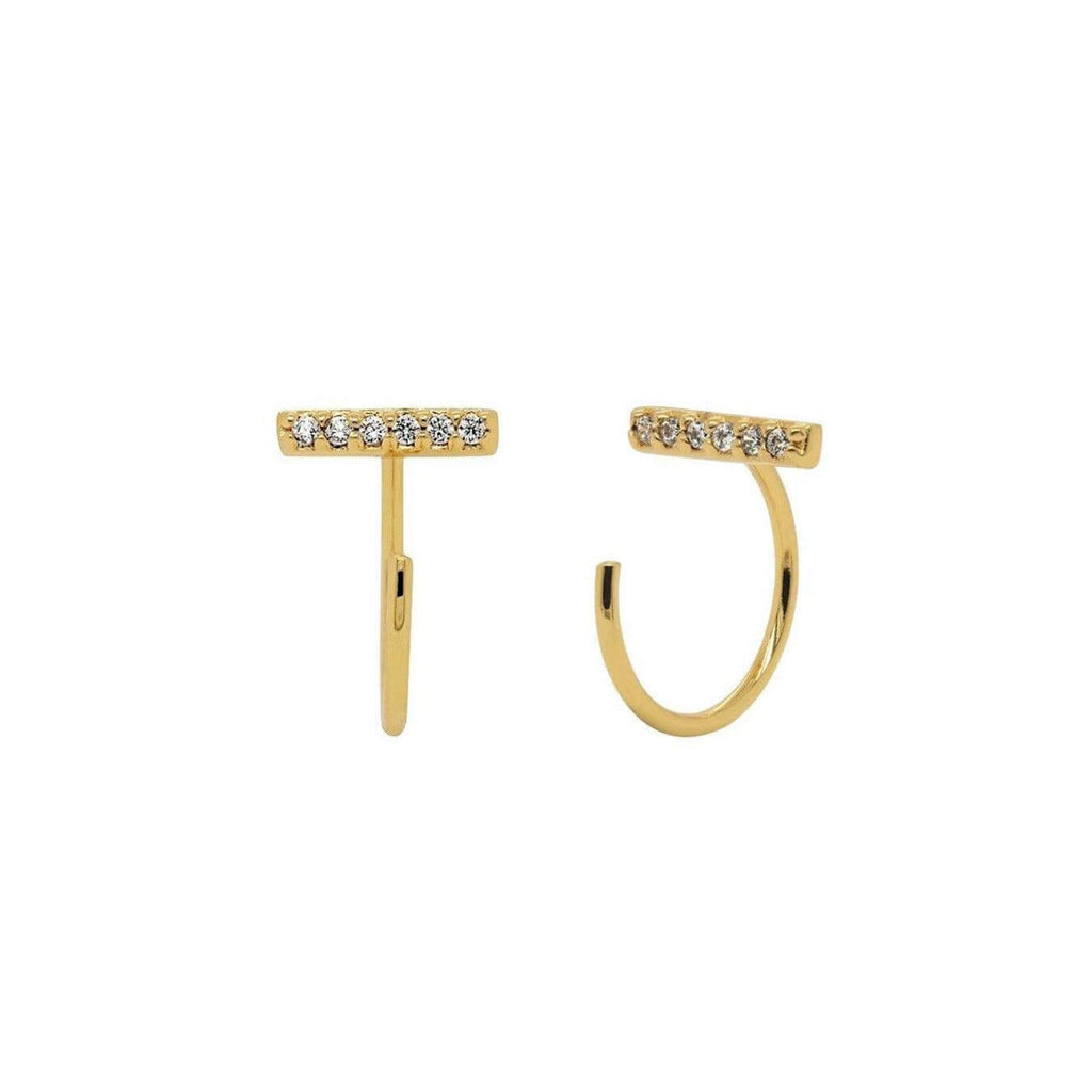 Pave Bar Huggies Earrings - Trendolla Jewelry
