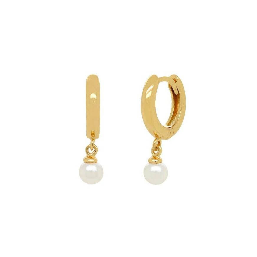 Pearl Huggies Hoop Earrings - Trendolla Jewelry