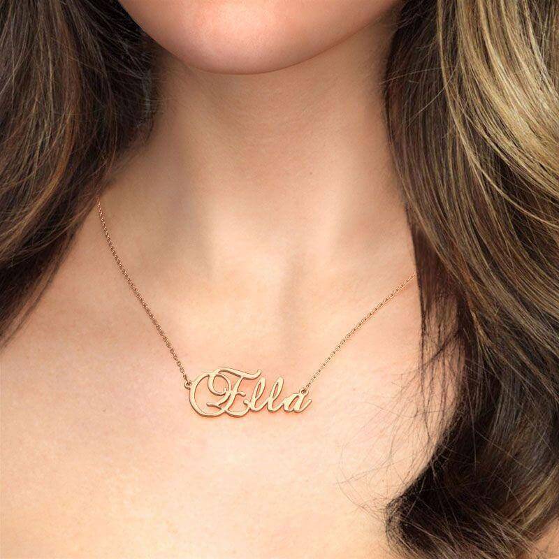 Personalized Brockscript Style Name Necklace - Trendolla Jewelry