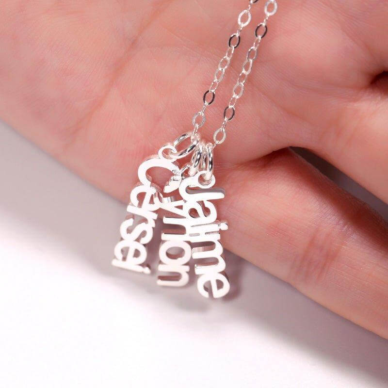 Trendolla Vertical Name Necklace Sterling Silver - Trendolla Jewelry