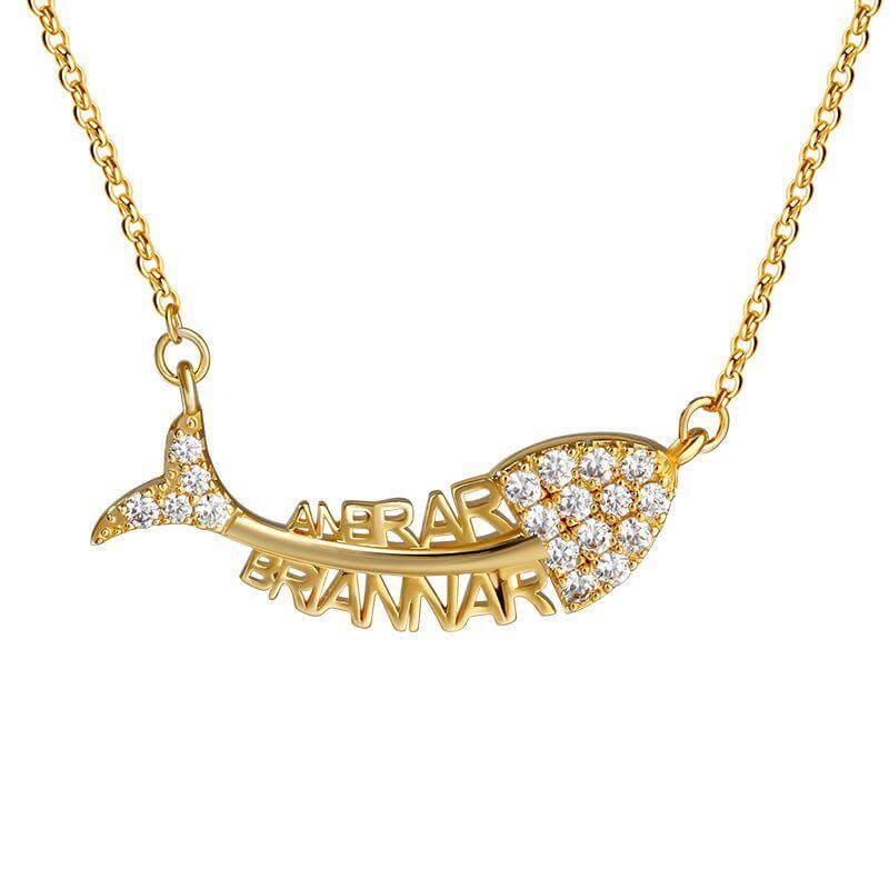 Personalized Little Fish Sterling Silver Necklace - Trendolla Jewelry