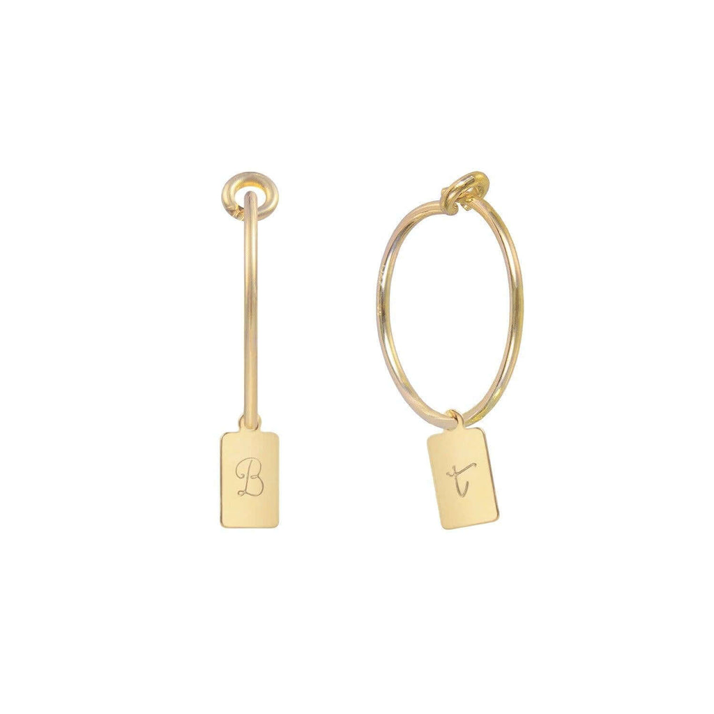 Personalized Tag Initial Hoop Earrings - Trendolla Jewelry