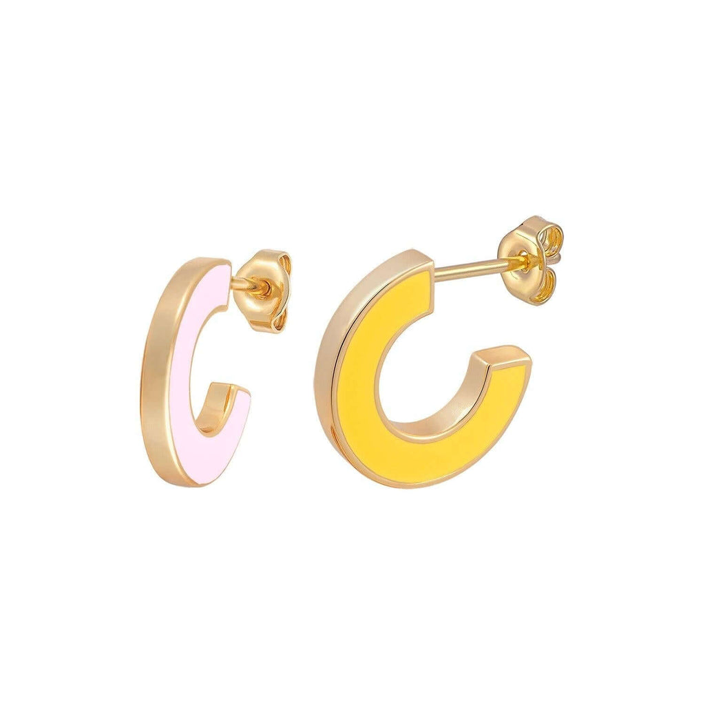 Pink Yellow Future Reversible Enamel Earrings - Trendolla Jewelry