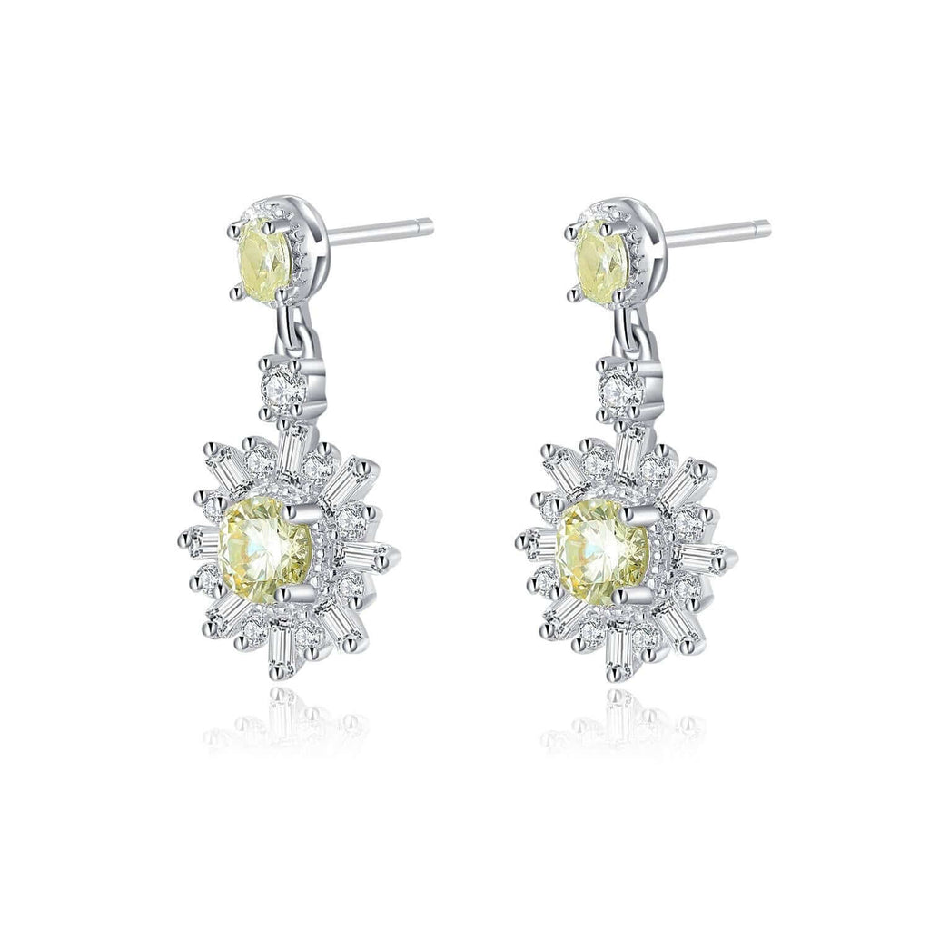 Plumeria Earrings Cubic Zirconia Diamond 18ct White Gold Plated Vermeil on Sterling Silver of Trendolla - Trendolla Jewelry