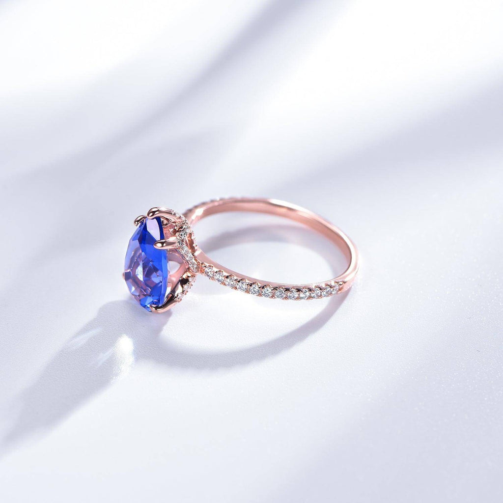 Purple Tear drop Gemstone Engagement Ring - Trendolla Jewelry