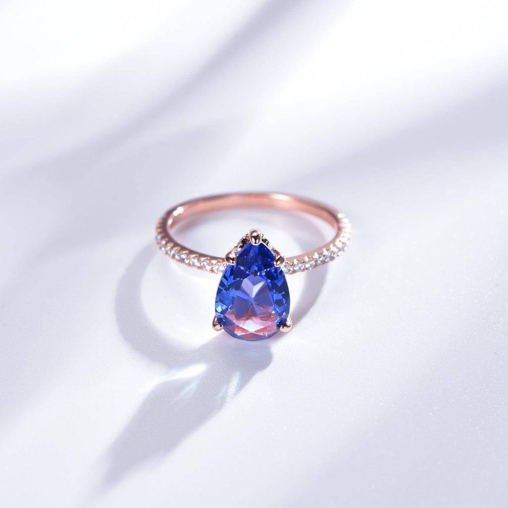Purple Tear drop Gemstone Engagement Ring - Trendolla Jewelry