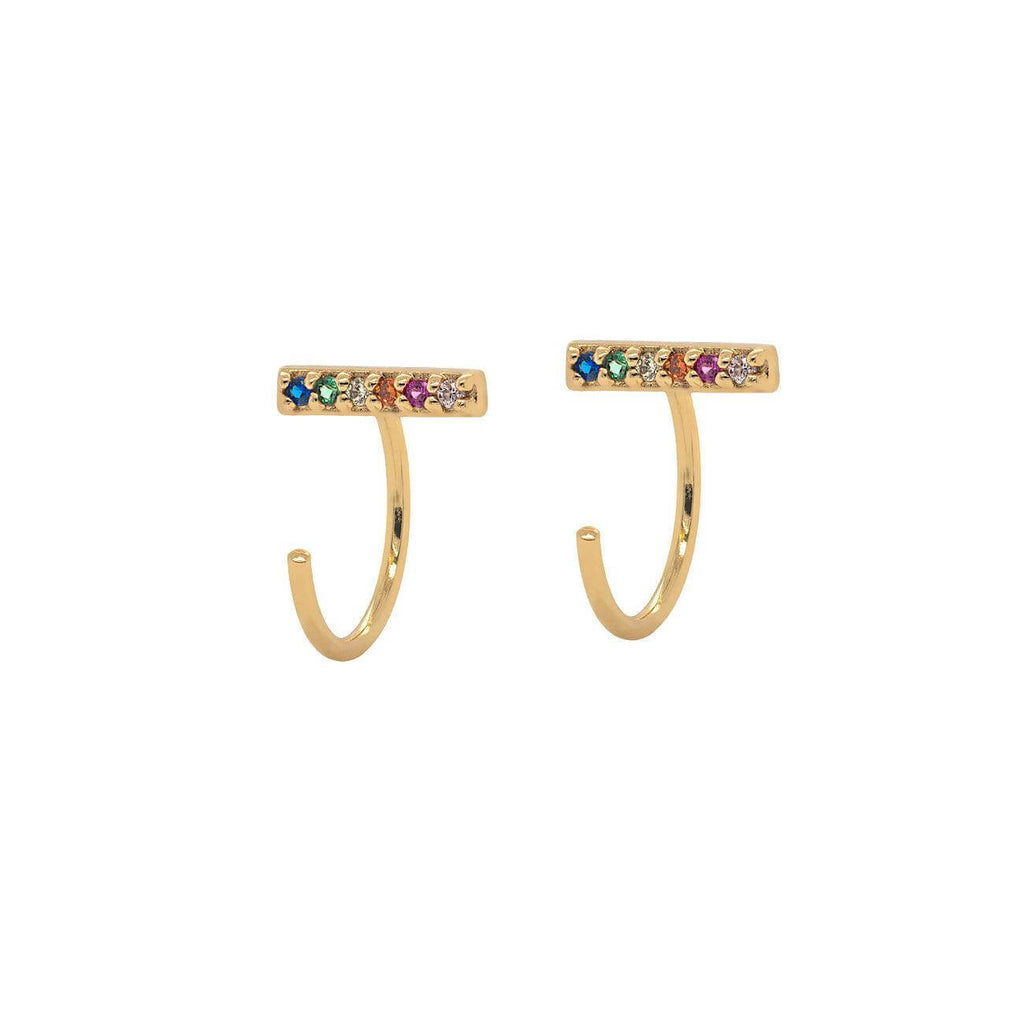 Rainbow Bar Huggies Earrings - Trendolla Jewelry
