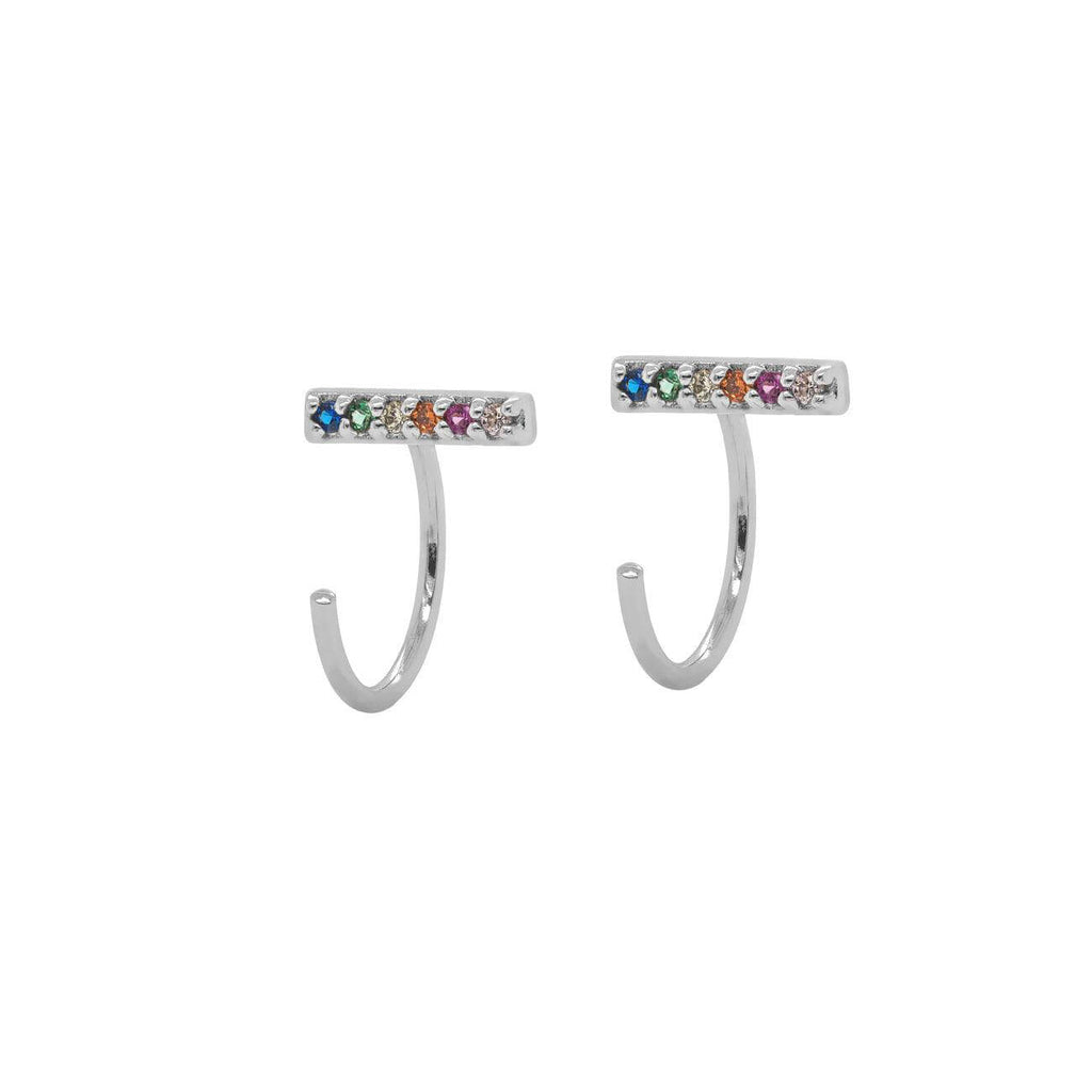 Rainbow Bar Huggies Earrings - Trendolla Jewelry
