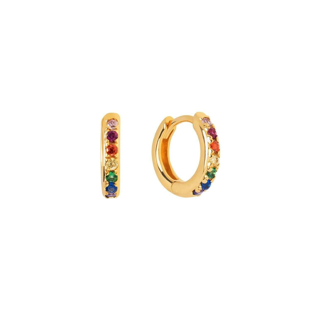 Rainbow Pave Huggie Hoops - Trendolla Jewelry