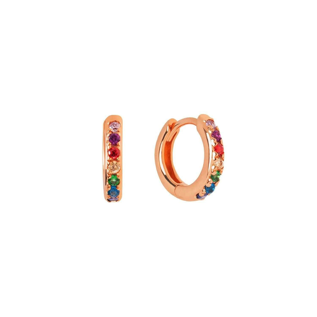 Rainbow Pave Huggie Hoops - Trendolla Jewelry