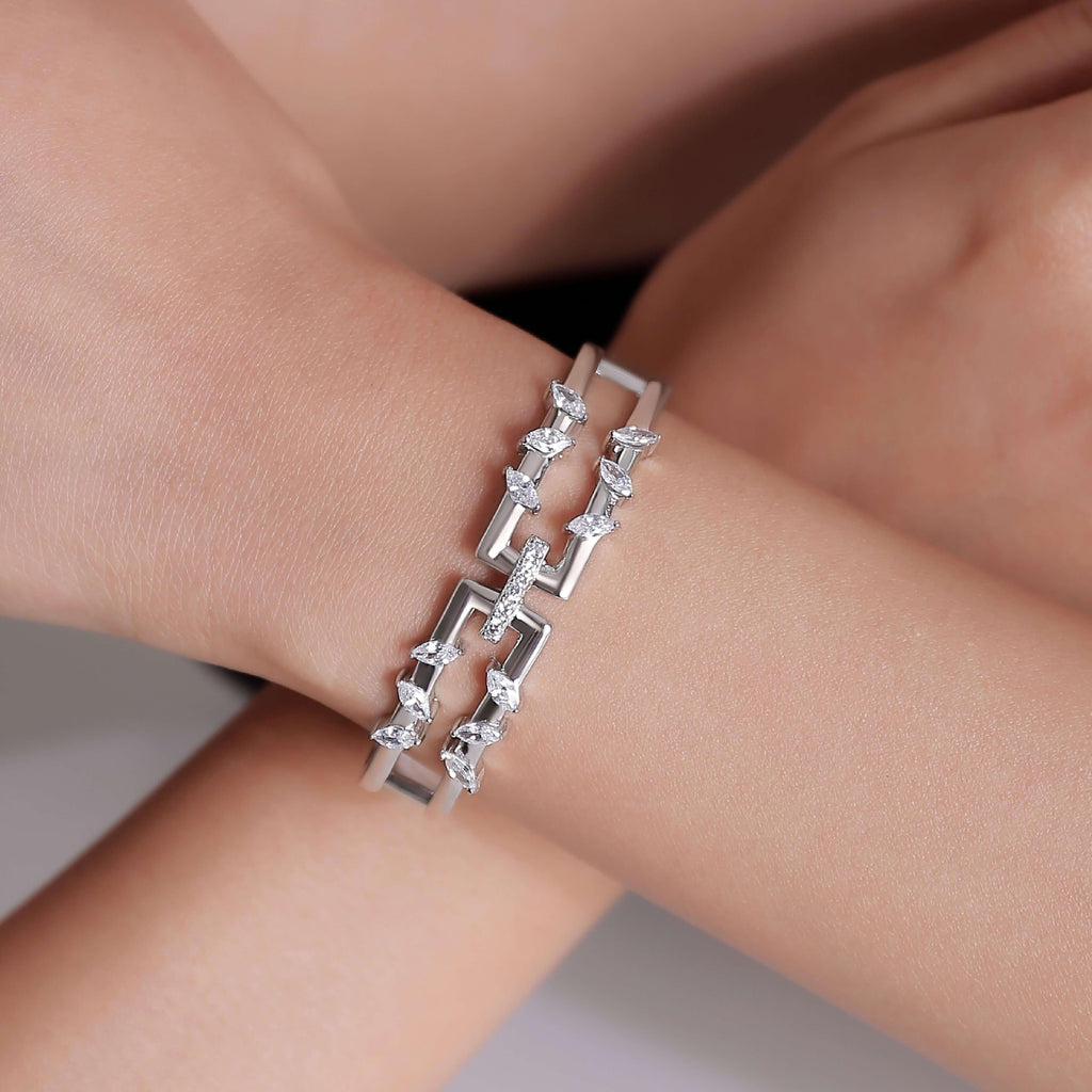 Rectangular Bracelet Jasmine Breeze Collection Designed by Designed by Golnaz Niazmand - Trendolla Jewelry