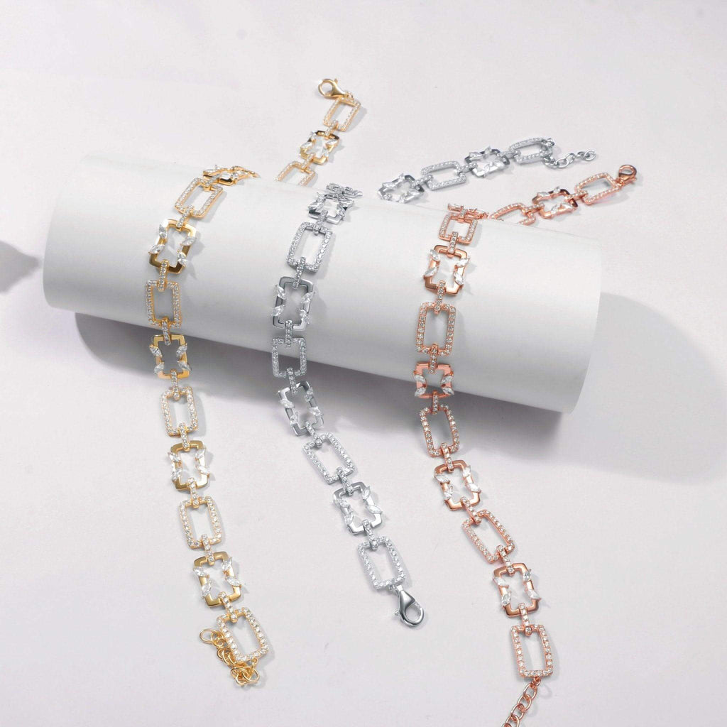 Rectangular Chain Necklace Jasmine Breeze Collection Designed by Golnaz Niazmand - Trendolla Jewelry