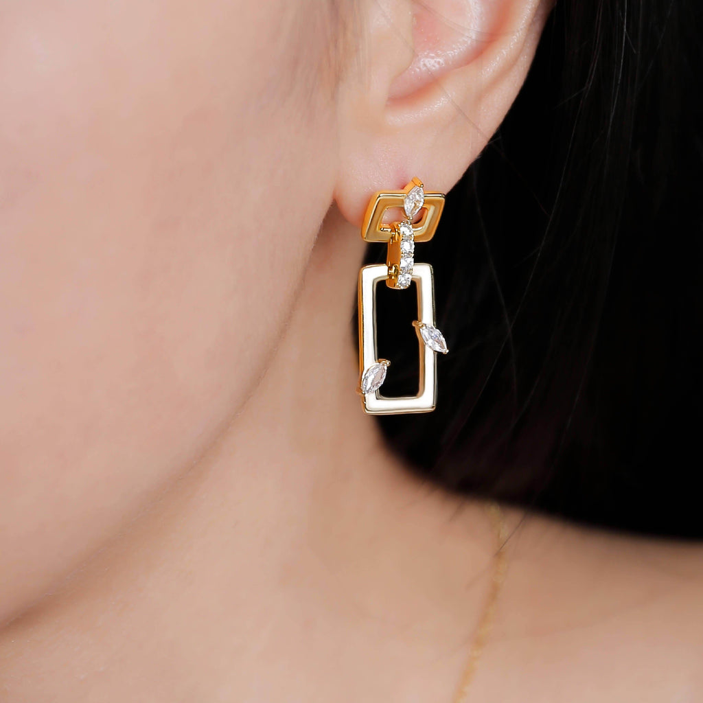 Rectangular Earrings Jasmine Breeze Collection Designed by Golnaz Niazmand - Trendolla Jewelry