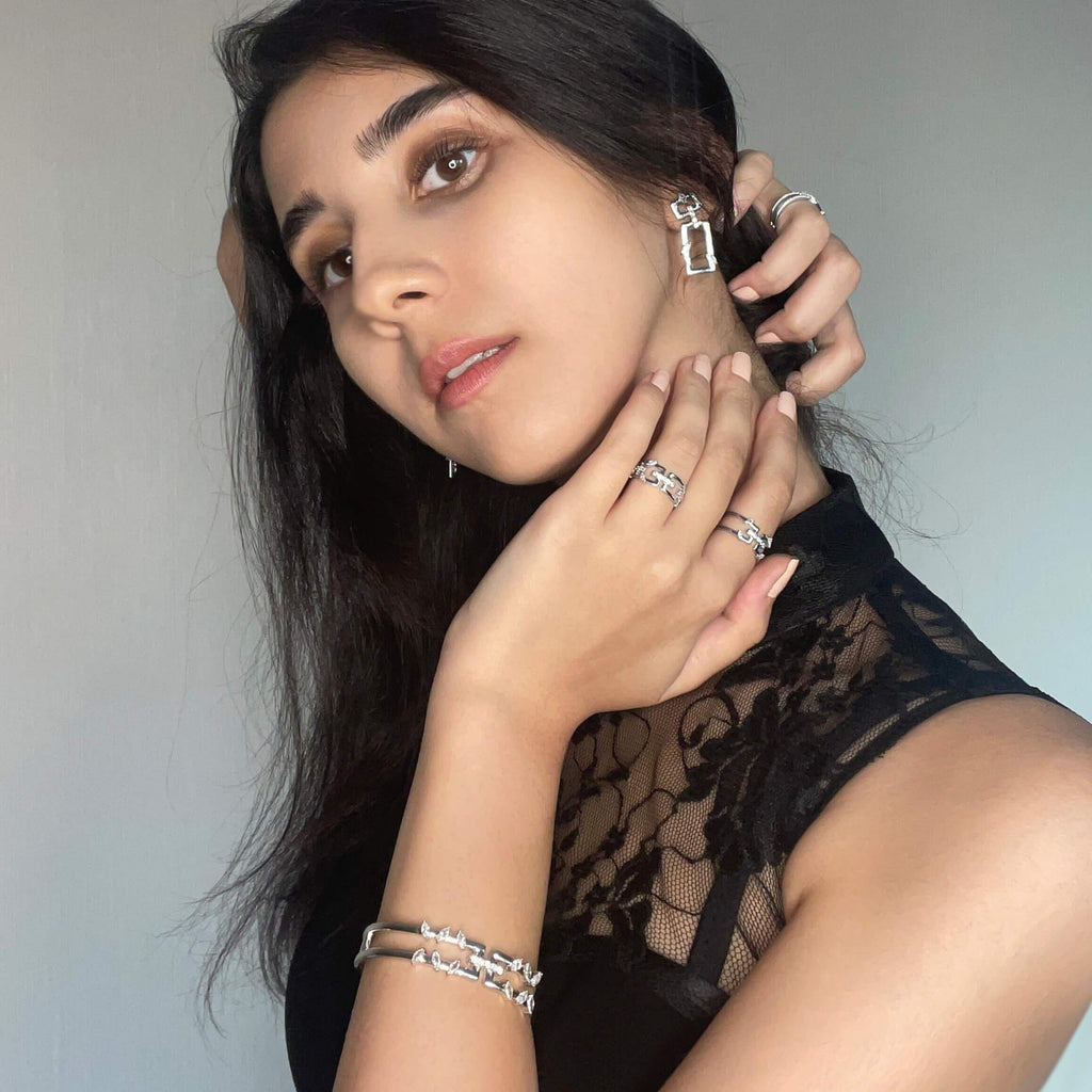 Rectangular Earrings Jasmine Breeze Collection Designed by Golnaz Niazmand - Trendolla Jewelry