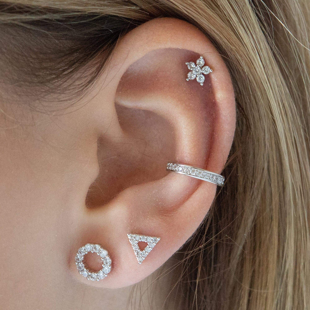 Rose Barbell Piercing Earrings Ball Back Earrings Nap Earrings - Trendolla Jewelry