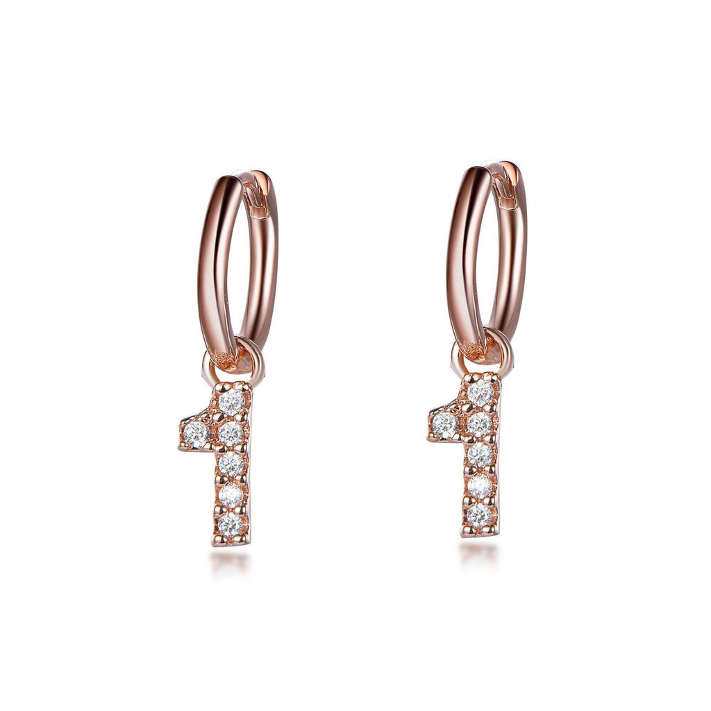 Rose Gold Initial Dangle Hoop Earrings with Charm Personalized Letters - Trendolla Jewelry