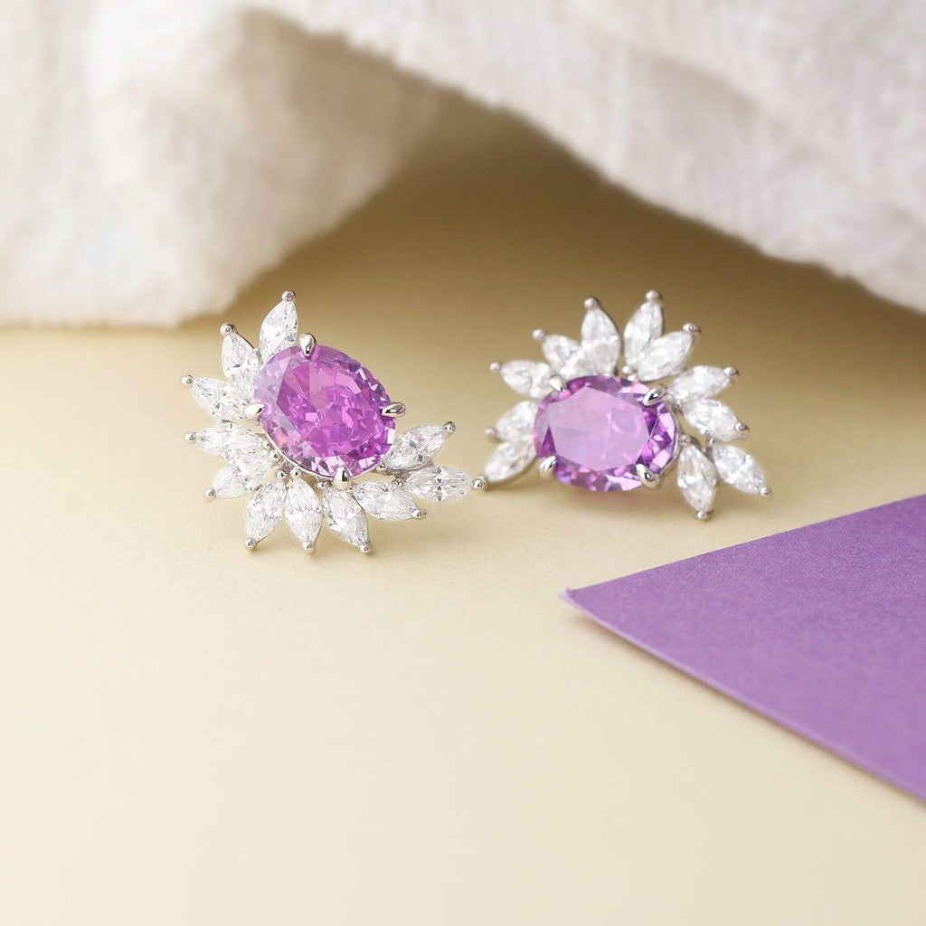 Emerald Cut Purple Topaz Dangling Sterling Silver Drop Earrings - Trendolla Jewelry