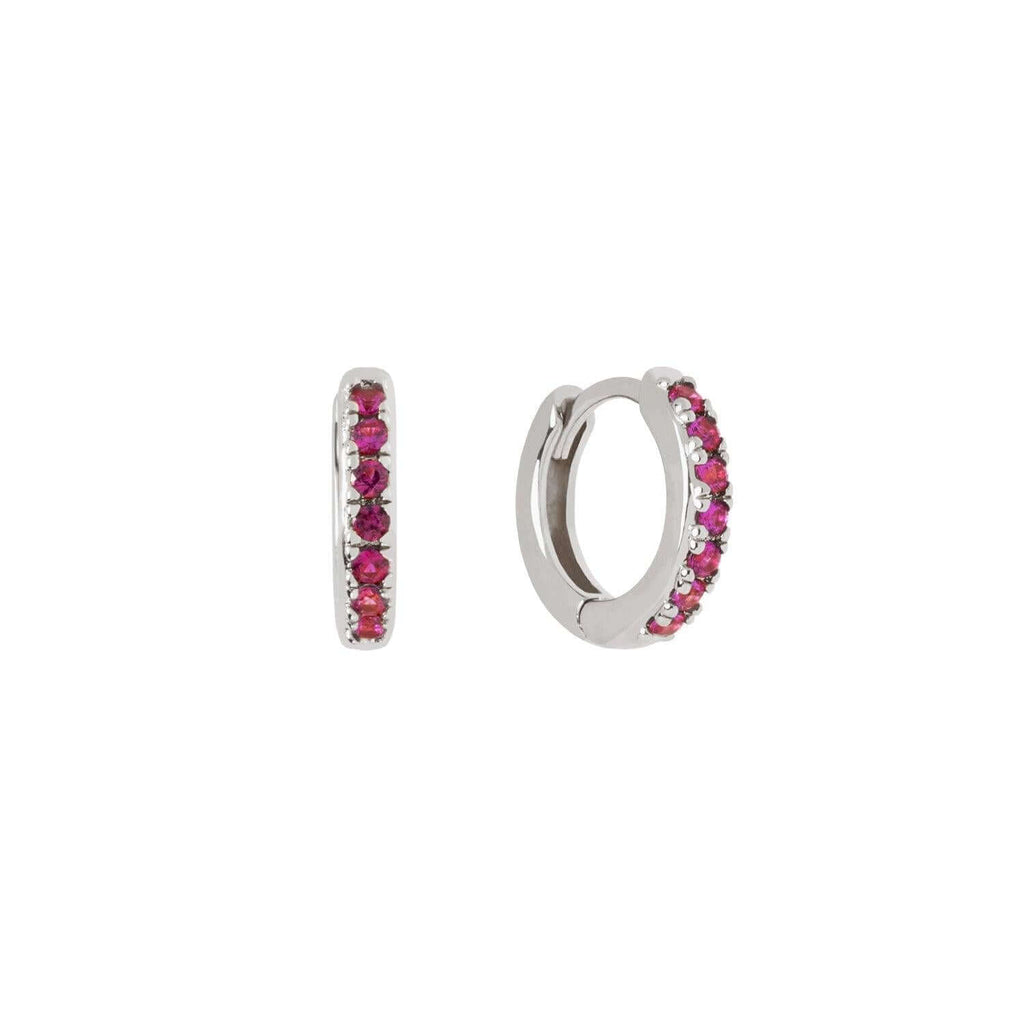 Ruby Pave Huggie Hoop Earrings - Trendolla Jewelry