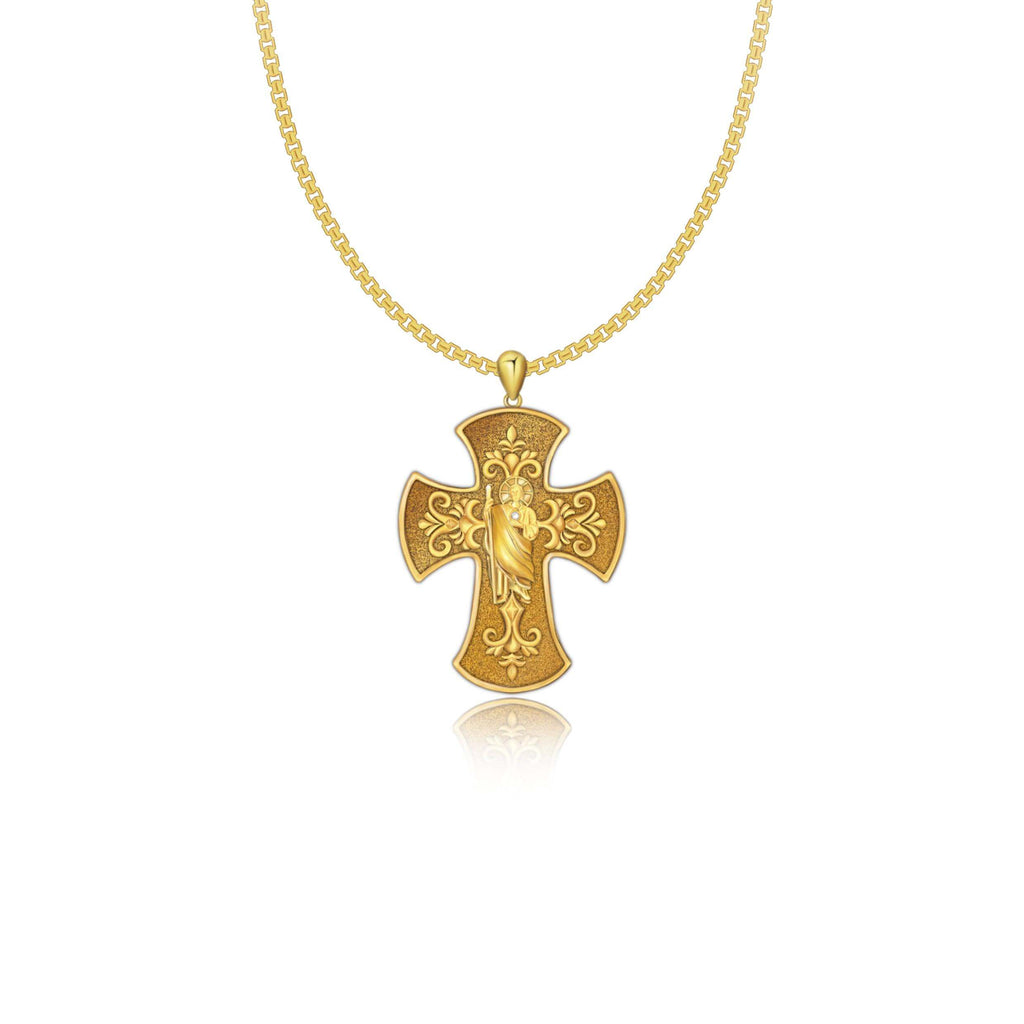 Saint Jude Cross Necklace Silver Saint Jude Chain Religious Christian Gift - Trendolla Jewelry
