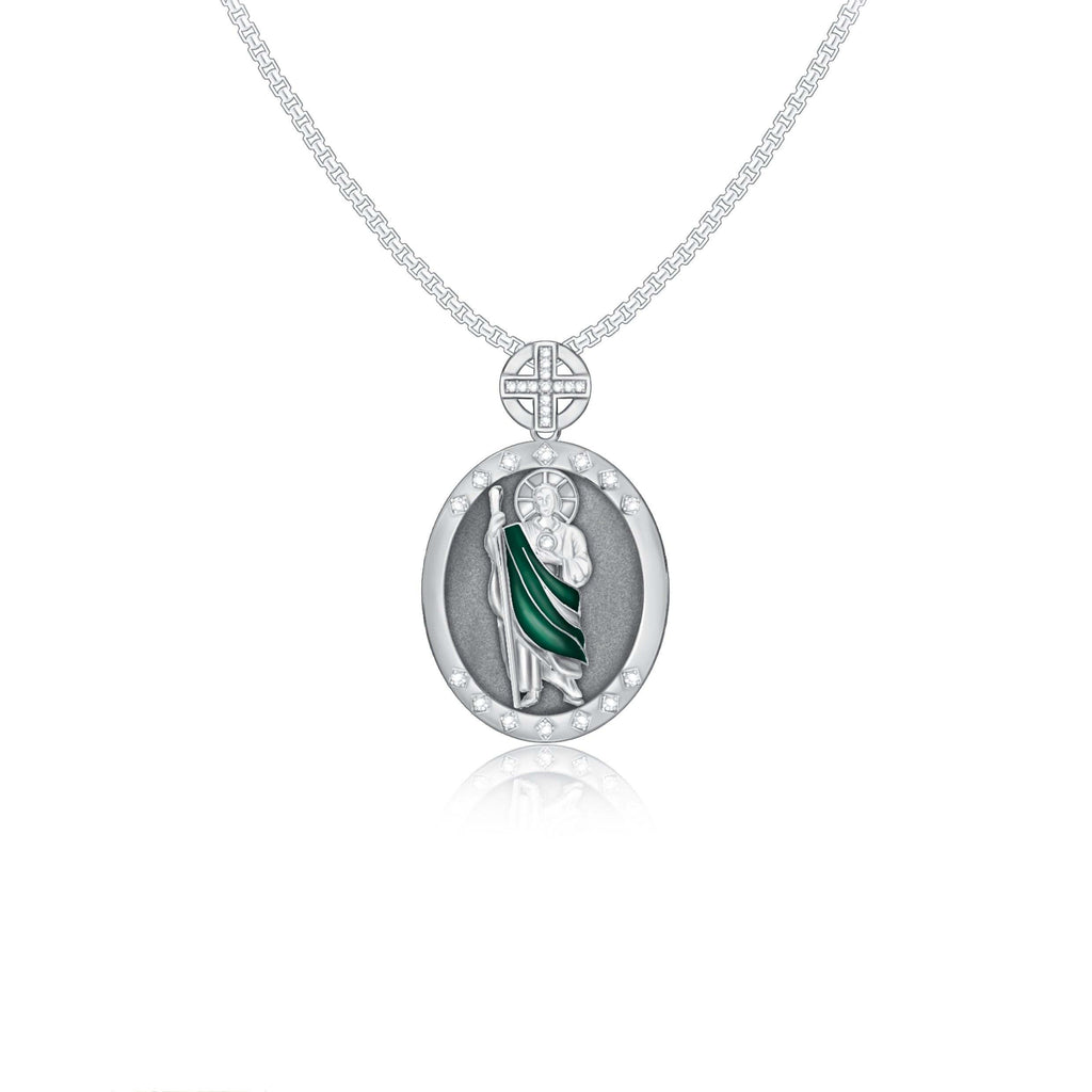 Saint Jude Necklace Silver Saint Jude Chain Religious Christian Gift - Trendolla Jewelry