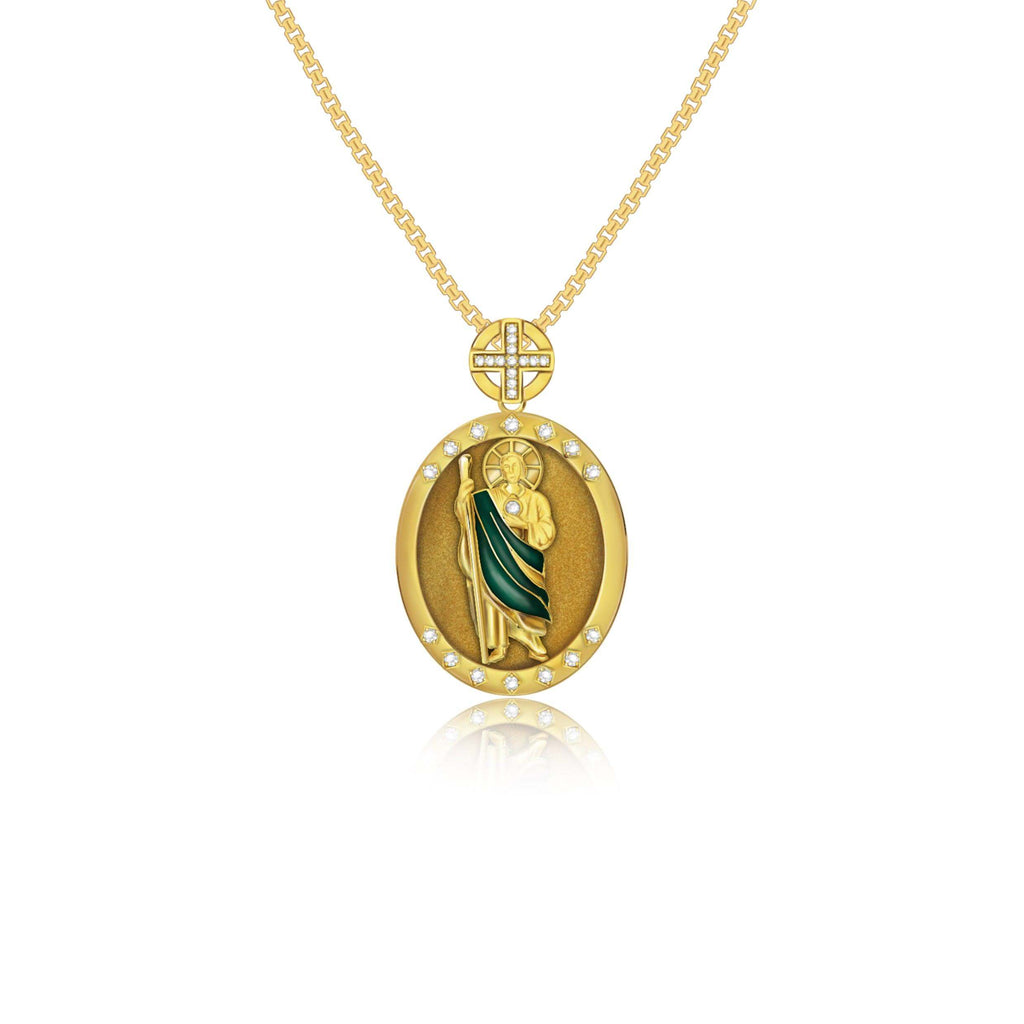 Quality Gold 14k Polished and Satin St Jude Thaddeus Medal Hollow Pendant  XR1348 - Getzow Jewelers