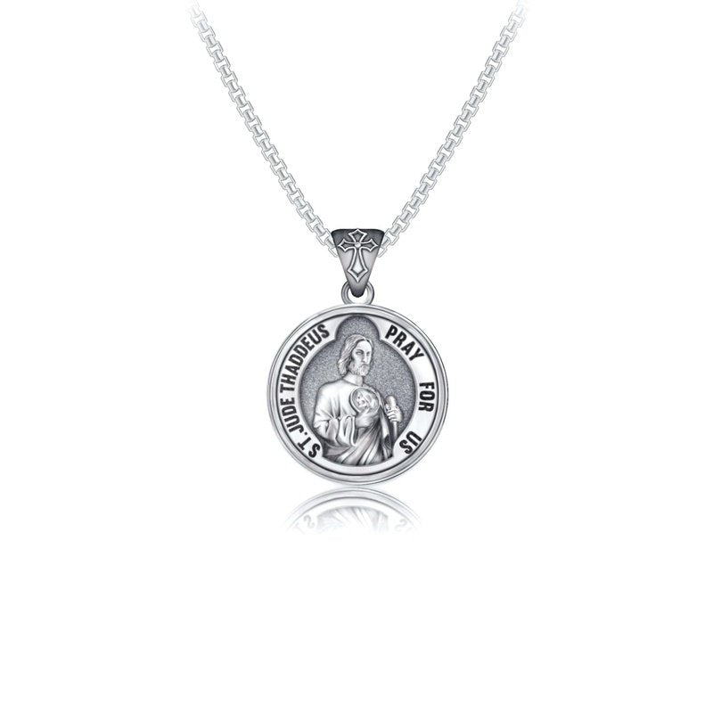 Saint Jude Pray For Us Necklace Silver Saint Jude Chain Religious Christian Gift - Trendolla Jewelry